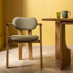 Cora Oak Dining Chair In Olive Green Boucle by Atkin And Thyme - thumbnail 4