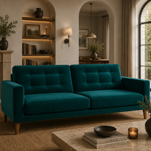 Fitzroy 4 Seat Sofa In Mallard Easy Care Velvet