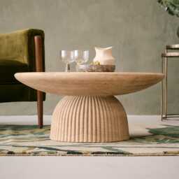 Mason Coffee Table in Travertine Finish by Atkin And Thyme, H36 x W80 x D80 cm - thumbnail 3