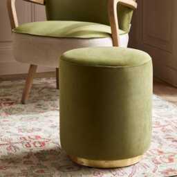 Carnaby Footstool In Apple Green Velvet