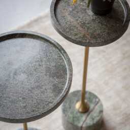 Union Side Tables - Green Marble by Atkin And Thyme, Large Dia.25 x H49cm  Small Dia.20 x H56cm - thumbnail 2