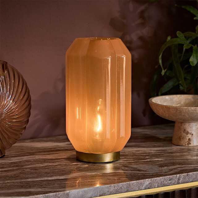 Letty Table Lamp In Peach by Atkin And Thyme, H27 x W15 x D15 cm - image 1