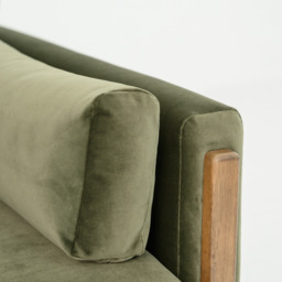 Audrey Exposed Wood Frame 3 Seat Sofa in Green Velvet by Atkin And Thyme - thumbnail 5
