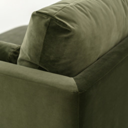 Audrey Exposed Wood Frame 3 Seat Sofa in Green Velvet by Atkin And Thyme - thumbnail 3