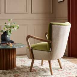 Calvin Armchair in Apple Green Velvet by Atkin And Thyme, H85 x W75 x D73 cm, Seat Height 45 cm - thumbnail 2