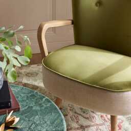 Calvin Armchair in Apple Green Velvet by Atkin And Thyme, H85 x W75 x D73 cm, Seat Height 45 cm - thumbnail 3