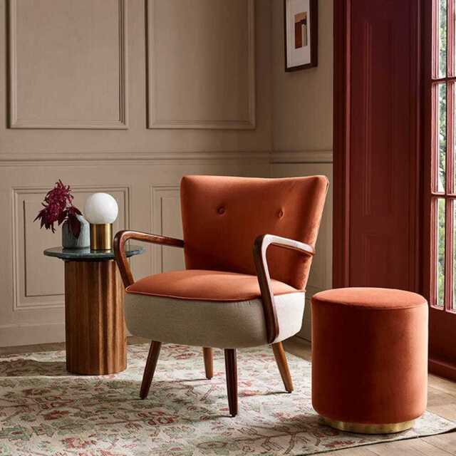 Calvin Armchair In Rust Velvet