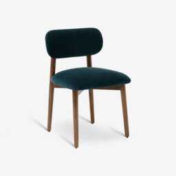Layla Dining Chair in Petrol Blue Velvet by Atkin And Thyme - thumbnail 3