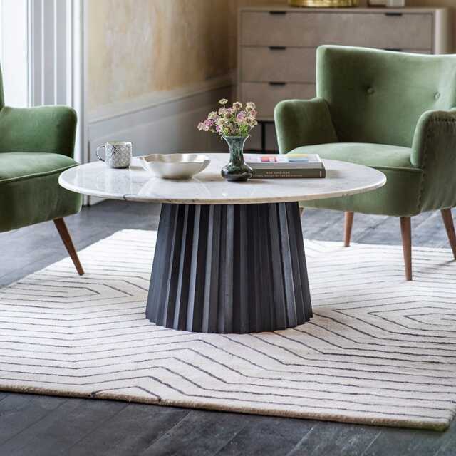 Westbourne Marble Coffee Table - Black by Atkin And Thyme, Dia. 100 x H45cm - image 1