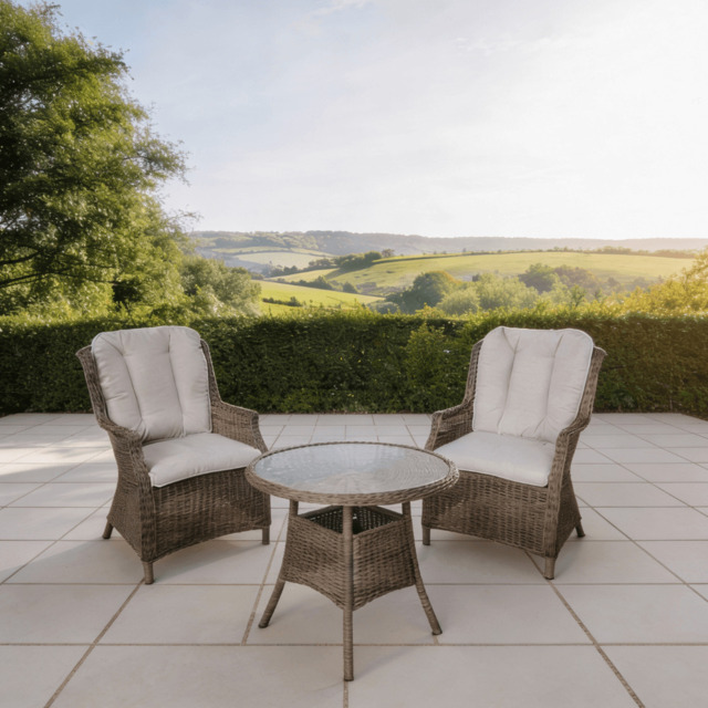 Andrea 2 Seat Bistro Set by Atkin And Thyme, Bistro Table H75 x W80 cm Highback Armchair H95 x W64 x D77 cm - image 1