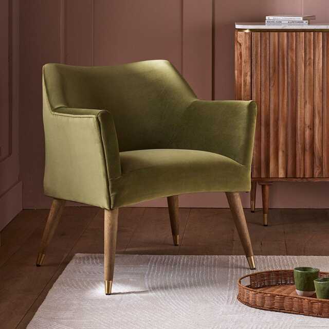 Astoria Armchair in Apple Green Velvet by Atkin And Thyme, H81 x W73 x D69 cm, Seat Height 47 cm - image 1