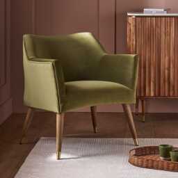 Astoria Armchair in Apple Green Velvet by Atkin And Thyme, H81 x W73 x D69 cm, Seat Height 47 cm - thumbnail 1