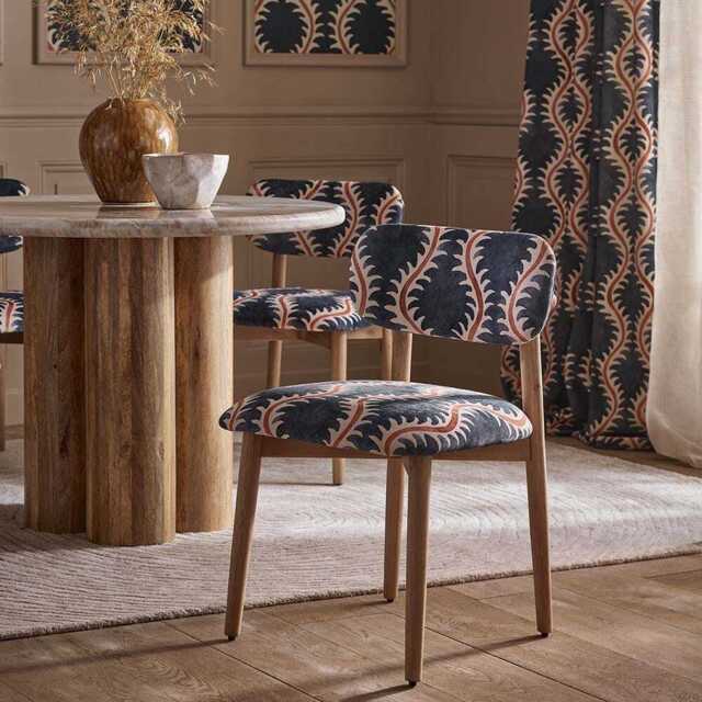 Layla Dining Chair In Linwood Helter Skelter Velvet