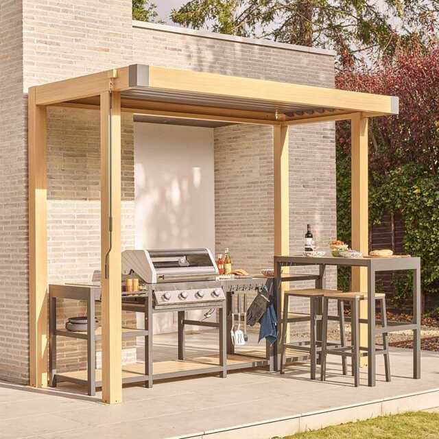 Savannah BBQ Pergola 3m x 1.5m - Oak Effect