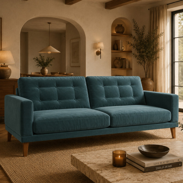 Fitzroy 4 Seat Sofa In Airforce Easy Care Velvet