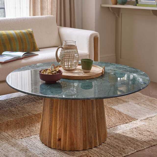 Westbourne Forest Green Marble Coffee Table by Atkin And Thyme, H45 x W100 x D100 cm - image 1