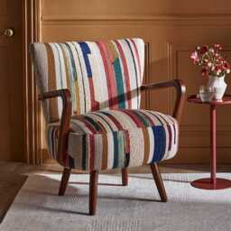 Calvin Armchair In Striped Woven Rag Rug by Atkin And Thyme - thumbnail 1
