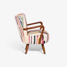 Calvin Armchair In Striped Woven Rag Rug by Atkin And Thyme - thumbnail 3