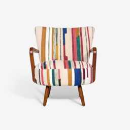 Calvin Armchair In Striped Woven Rag Rug by Atkin And Thyme - thumbnail 5