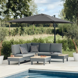 Graphite Grey 3m Deluxe Cantilever Parasol by Atkin And Thyme, H300 x W300 x D248 cm - thumbnail 2