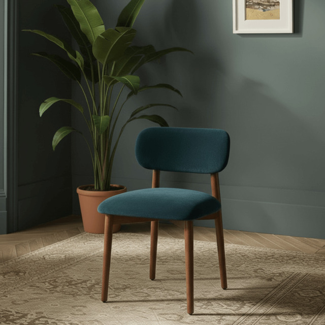 Layla Dining Chair In Petrol Blue Velvet