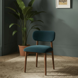 Layla Dining Chair In Petrol Blue Velvet