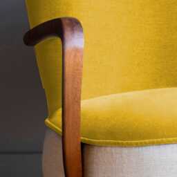 Calvin Armchair in Mustard Yellow Velvet and Linen by Atkin And Thyme - thumbnail 4