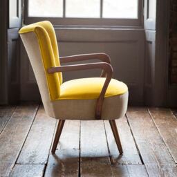 Calvin Armchair in Mustard Yellow Velvet and Linen by Atkin And Thyme - thumbnail 3