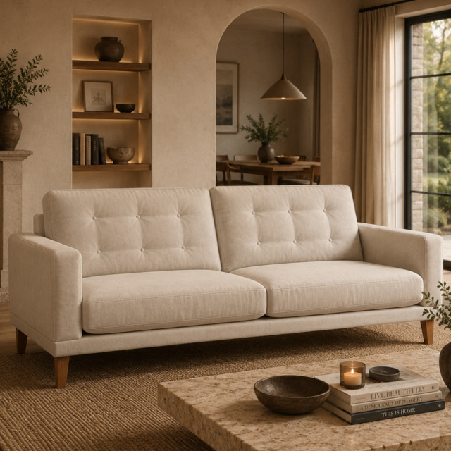 Fitzroy 4 Seat Sofa In Bone Easy Care Velvet