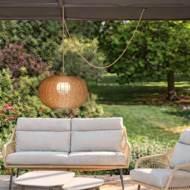 Ravello Rechargeable Rattan Pendant Light Natural