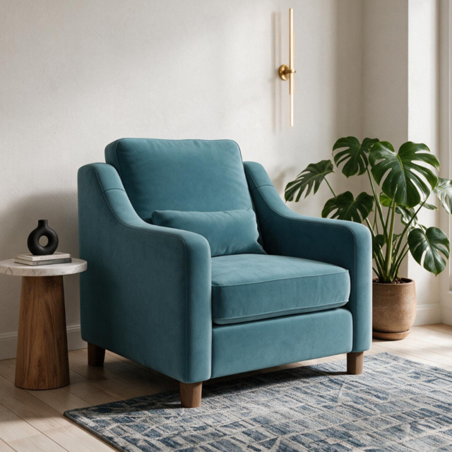 Hampton Armchair In Airforce Eco Velvet