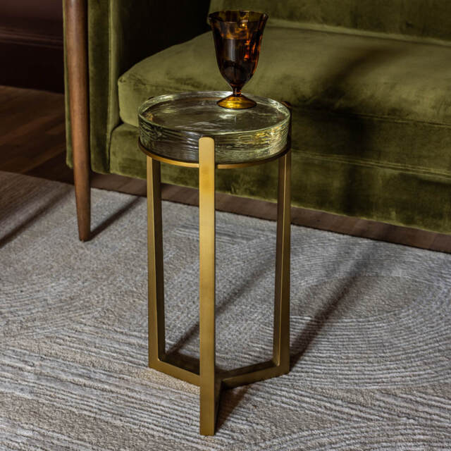 Molten Side Table Clear Glass by Atkin And Thyme, H54 x W27 x D27 cm - image 1