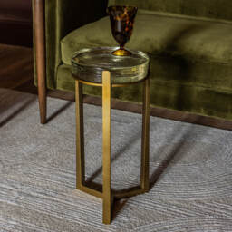 Molten Side Table Clear Glass by Atkin And Thyme, H54 x W27 x D27 cm - thumbnail 1