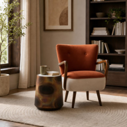 Burnished Copper Side Table with Marble Top by Atkin And Thyme - thumbnail 2