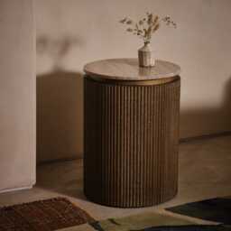 Rondo Marble Side Table by Atkin And Thyme, H55 x W40 x D40 cm