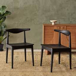 Hiro Dining Chairs (Pair) - Black by Atkin And Thyme, H72.5 x W58 x D45 cm, Seat Height 43 cm