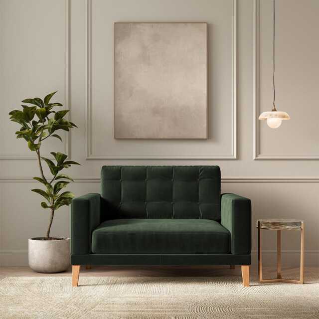Fitzroy Loveseat In Hunter Eco Velvet by Atkin And Thyme, H86 x W126 x D100 cm - image 1