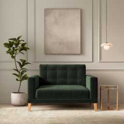 Fitzroy Loveseat In Hunter Eco Velvet by Atkin And Thyme, H86 x W126 x D100 cm
