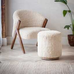 Carnaby Footstool in Cotton Rug by Atkin And Thyme, H48 x W42 x D42 cm