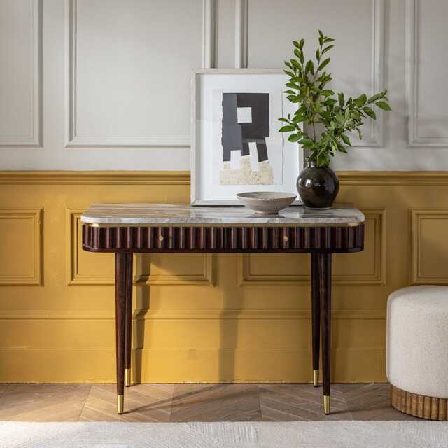 Flute Marble Console Desk - Vintage by Atkin And Thyme, H78.5 x W112 x D45 cm - image 1