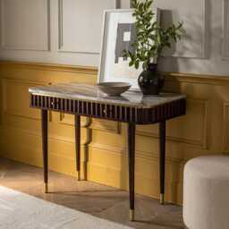 Flute Marble Console Desk - Vintage by Atkin And Thyme, H78.5 x W112 x D45 cm - thumbnail 4