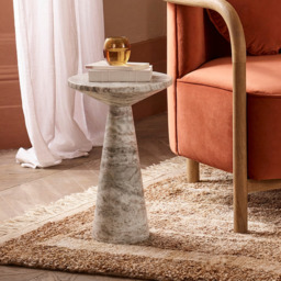 Basso Marble Side Table In Fantasy Brown by Atkin And Thyme
