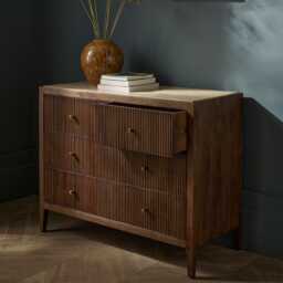 Mirabelle Travertine Chest of Drawers by Atkin And Thyme, H81 x W100 x D45 cm