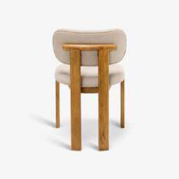 Cora Oak Armless Dining Chair in Neutral Bouclé by Atkin And Thyme - thumbnail 3