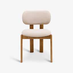 Cora Oak Armless Dining Chair in Neutral Bouclé by Atkin And Thyme - thumbnail 4