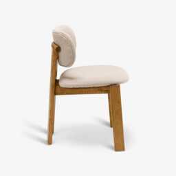 Cora Oak Armless Dining Chair in Neutral Bouclé by Atkin And Thyme - thumbnail 5