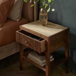 Mirabelle Travertine Bedside Table by Atkin And Thyme, H60.5 x W50 x D40 cm - thumbnail 2