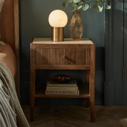 Mirabelle Travertine Bedside Table by Atkin And Thyme, H60.5 x W50 x D40 cm - thumbnail 1