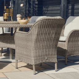 Karla 6 Seat Rattan Dining Set with Lazy Susan and Parasol by Atkin And Thyme - thumbnail 4