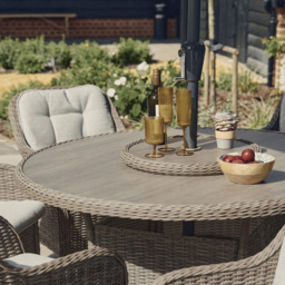 Karla 6 Seat Rattan Dining Set with Lazy Susan and Parasol by Atkin And Thyme - thumbnail 3